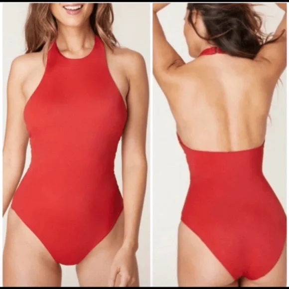 Andie Swim The Luzon Halter Eco Nylon One Piece Swimsuit Chili Pepper Size M NWT One Pieces